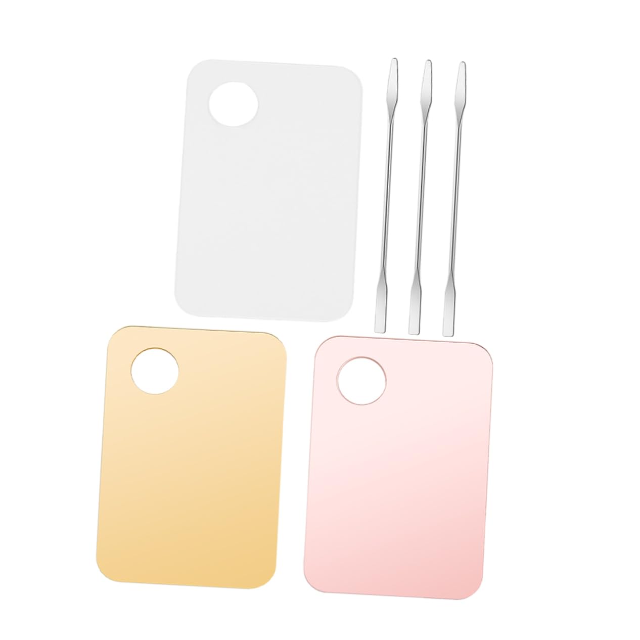 BIUDECO 3Sets Makeup Mixing Palettes with Spatulas and Blending Plates for Cosmetics Nail Art and Foundation Total