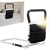 Bed Rails for Elderly Adults - Bed Guard , Storage Pocket, Reinforced Side Handlesand Intelligent Lamp, Enhanced Safety and Convenience, Ideal Mobility Aid for Seniors, Disabled, Pregnant Women