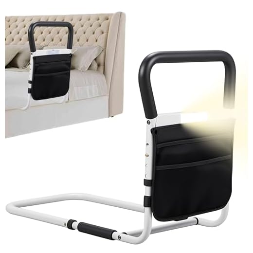 Bed Rails for Elderly Adults - Bed Guard , Storage Pocket, Reinforced Side Handlesand Intelligent Lamp, Enhanced Safety and Convenience, Ideal Mobility Aid for Seniors, Disabled, Pregnant Women
