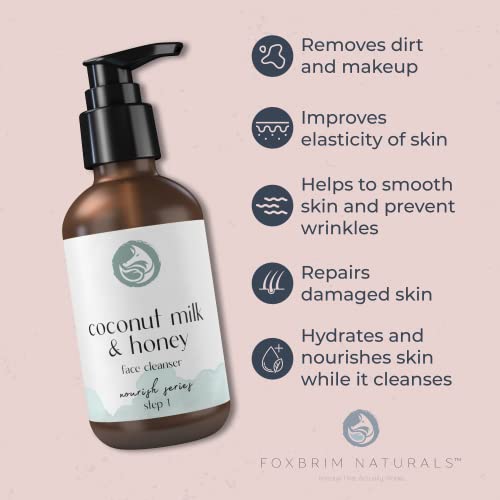 Foxbrim Naturals Coconut Milk & Honey Facial Cleanser With Organic Aloe Vera & Jojoba Oil - No Added Fragrance, Gentle & Hydrating Face Wash Gel For Sensitive To Dry Skin, 4Oz #TOP1