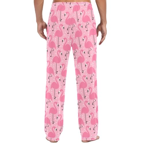 Pigsaly Men's Pajama Bottoms Cute Pink Flamingo Mens Pajama Pants Funny Animals Cotton Pj Bottoms Sleepwear Lounge Pants M3