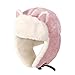 JFF Berretto da Sci, Carino Caldo Peluche Soffice Pelliccia di Nylon Cappuccio Cappello Spirito Orecchie Lupo Orso Gatto Costume Cappello Berretto Cappelli Carino Paraorecchie,Rosa
