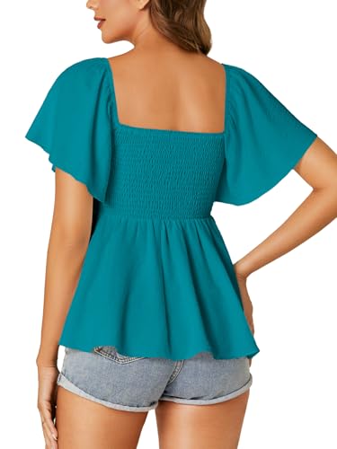 Image of LYANER Women's Square Neck Cute Peplum Top