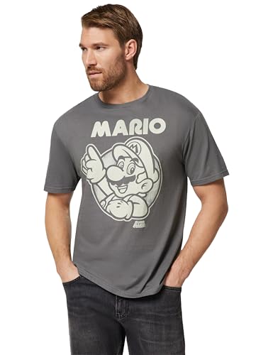 Nintendo Men's So Mario T-Shirt, Charcoal, XL