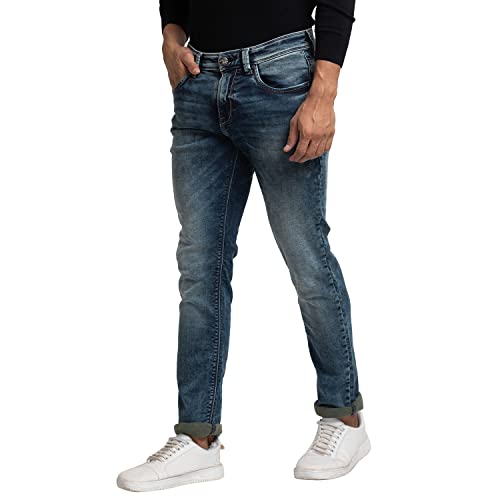 Image of Spykar Men's Kano Slim Fit Mid-Rise Jeans (Ankle Length)