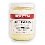 Beretta Farms Grass Fed Beef Tallow, 375ml Jar, Rendered Beef Suet, 100% Canadian, Raised Without Antibiotics