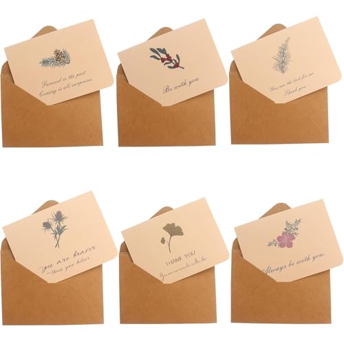 6-Pack Thank You Cards with Envelopes & Stickers 6 Elegant Patterns for Christmas Thanksgiving Mothers Day Baby Showers Birthdays and All Occasions (Vintage Plants Design)