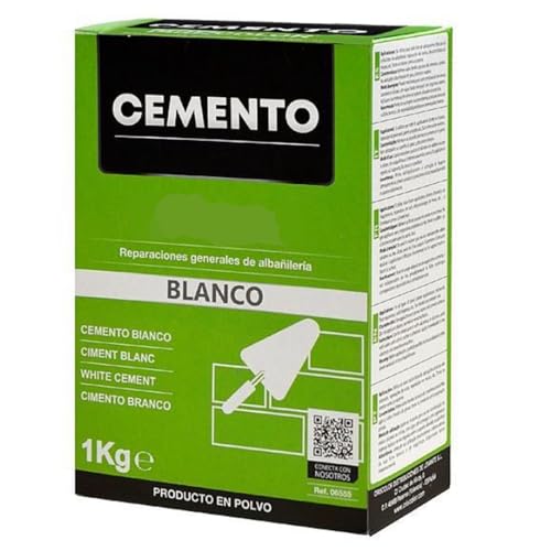 YIJIA | Cemento blanco en polvo, Preparado de cemento, Indicado para reparaciones rápidas de albañilería, Alta Adherencia, Uso interior y exterior, Formato 1 Kg, Color Blanco