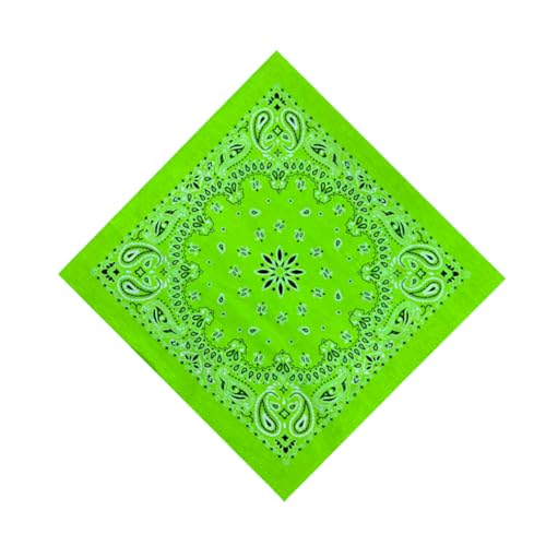 HankieWorld Unisex Bandanas Single Pack Super Soft Cotton 22 inch Cowboy Large Handkerchief with Nice Package(Neon Green)