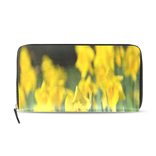 Preisvergleich Produktbild Plsdx Narzissen im Wald lange Pass Kupplung Geldbörsen Reißverschluss Brieftasche Fall Handtasche Geld Veranstalter Tasche Kreditkarteninhaber für Dame Frauen Mädchen Männer Reisen Geschenk