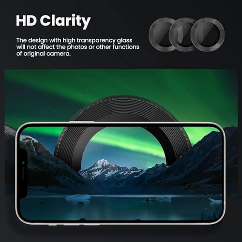 Image of Skinomi Camera Lens Protector Compatible with iPhone 13 pro [Anti-Scratch] Premium Tempered Glass Film Aluminum Alloy Lens Ring Cover, Black