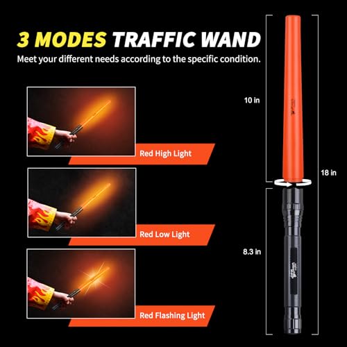 ULTRAFIRE 18-Inch Traffic Wand LED Torch, 1300 Lumens Bright Signal Safety Light - Image 4