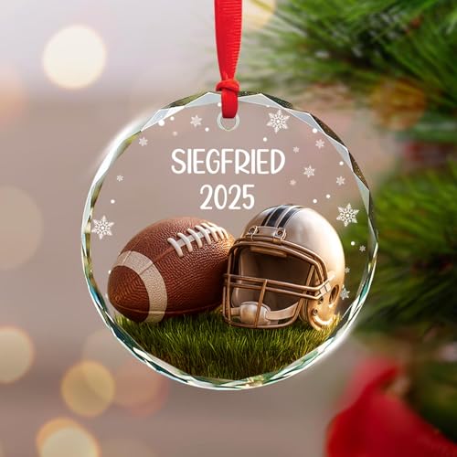 NAZENTI Personalized American Football 3D Glass Christmas Ornament, Custom Football Hat Ornament, Xmas Tree Decoration, Sports Keepsake Gift for Boys, Players, Coaches, Fans, Xmas Gifts 2025 - Image 4