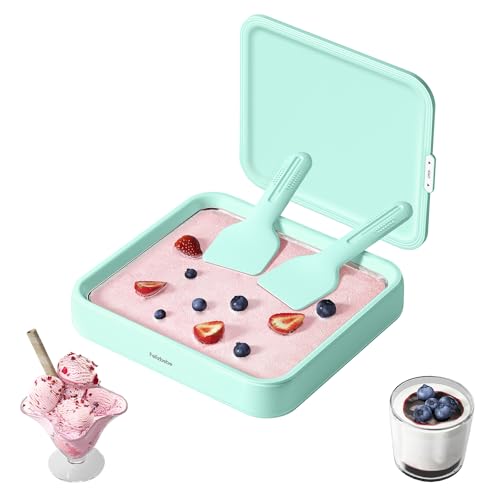 Image of Rolled Ice Cream Maker, Felizbebe Instant Ice Cream Roller Maker with Lid & 2 Spatulas, Food-Grade SUS316 Stainless Steel, Rolled Ice Cream Tray for Frozen Yogurt, Homemade Ice Cream