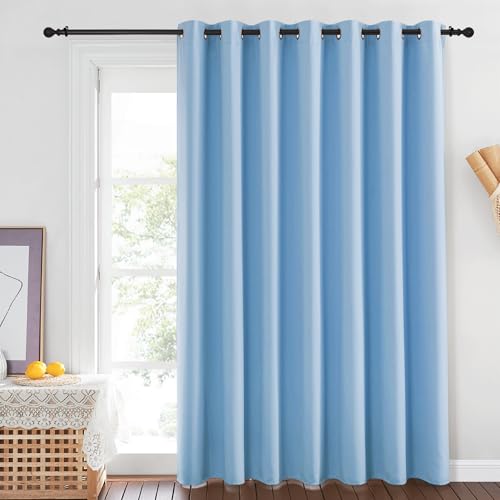 NICETOWN Blue Room Divider Curtains 100 inches Wide Curtains, Grommet Thermal Insulated Blackout Window Treatment Room Darkening for Sliding Glass Door Bedroom, 1 Panel, W100 x L84