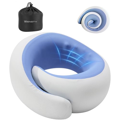 Neck pillow for traveling,Travel Neck Pillow for Airplanes,Portable,Smooth & Cooling Fabric,100% Pure Memory Foam,Neck Pain Relief with Breathable 360º Ergonomic Support for Long Flight(Large Size)