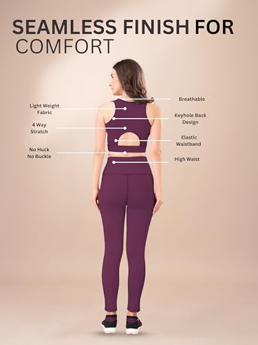 Image of High-Waist Track Suit, Co-ord Set for Women's, Gym wear 2-Piece Workout Set, Sports Bra and Bottom Set, Sports Running Suits, Yoga Wear