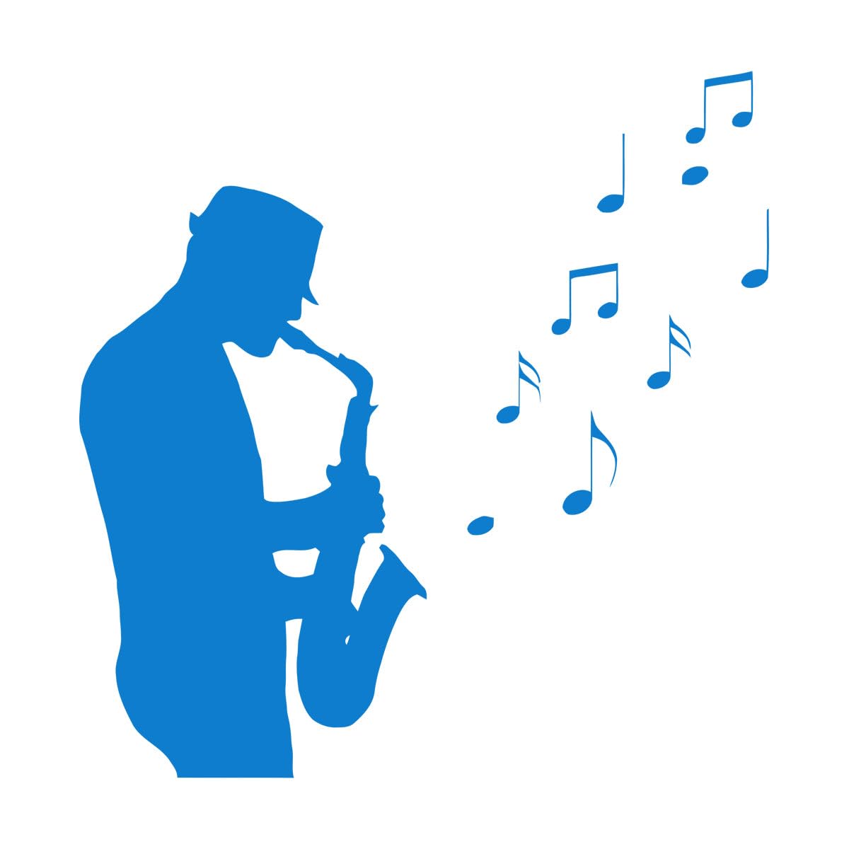 Lzhouting Wall Stickers 0796 Jazz Saxophone Musician Wall Sticker Vinyl Sax Man Musical Notes Living Room Bedroom Wall Sticker Removable Art Decor Mural Small - 30X31cm