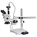 AmScope 3.5X-45X Simul-Focal Stereo Zoom Microscope on Single Arm Boom Stand with 144-LED Ring Light and 10MP Camera