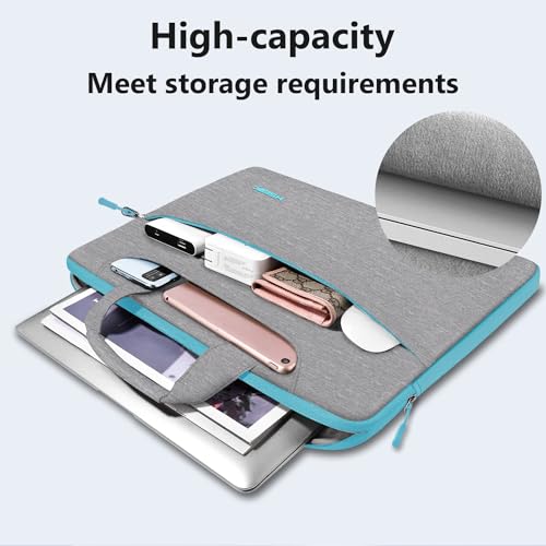 Image of Hseok Laptop Shoulder Bag 13 13.3 14 Inch Case Compatible with MacBook Pro /Neo 14 inch M5 /M4 /M3 /M2 /M1,Mac Air /pro /Neo 13 inch and Most 13 13.3 14 Notebooks,Spill-Resistant Briefcase,LT Gray & T Blue