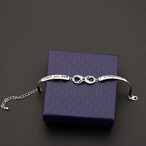 Image of CENWA Where You Lead I Will Follow Bracelet Mother Daughter Bracelet Mother's Day Gift (S)