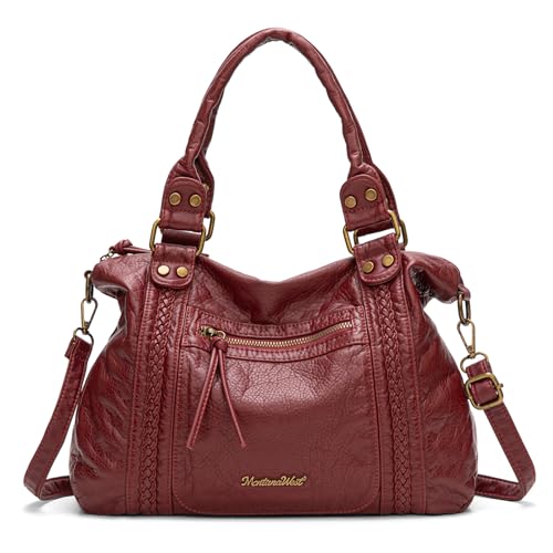Montana West Washed Leather Hobo Bag Crossbody Purses for Women