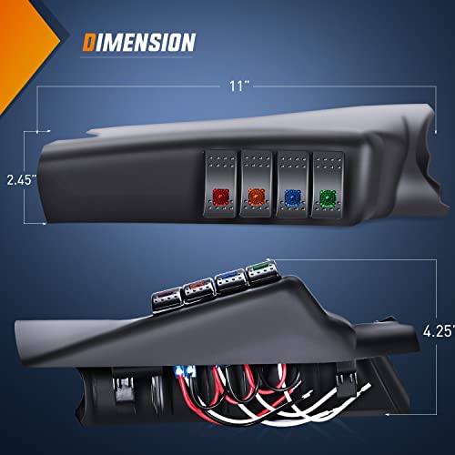 Image of Nilight A-Pillar Switch Pod 12V Pre-Wired for Wrangler JK JKU 2011-2018