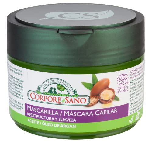 Corpore Sano - Mascarilla Capilar Reestructurante, Certificado Cosmos Organic 99% Ingredientes Naturales, Cultivo Bio Certificado, con Aceite Argán y Altea, Sin Sulfatos, Parabenos ni Siliconas, 250ml