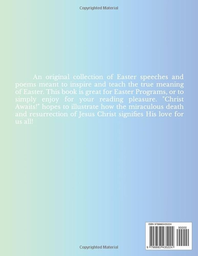 christ-awaits-easter-speeches-and-poems-for-god-s-little-ones-howard-adrianna-9798883435224-amazon-com-books for Free Printable Easter Speeches For Church Christ Awaits!: Easter Speeches and Poems for God's Little Ones: Howard, Adrianna: 9798883435224: Amazon.com: Books for Free Printable Easter Speeches For Church