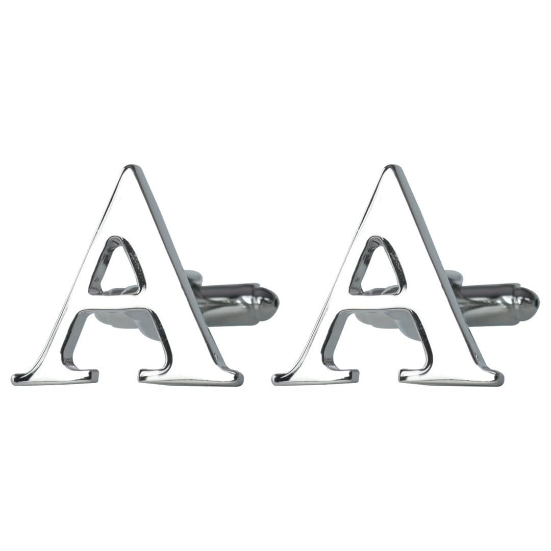 Silver Coloured Alphabet Cufflink (Letter A)-image-37