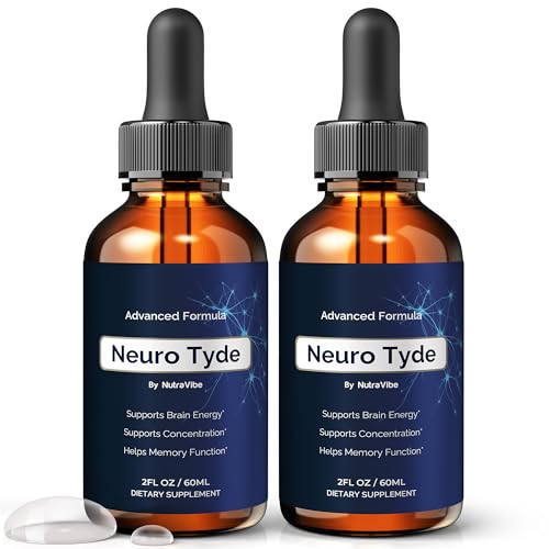 (2 Pack) NeuroTyde Drops Neuro Tyde Premium Liquid Supplement for Memory & Focus | Natural Formula for Clarity Sharpness & Performance | Fast-Absorbing Dropper Non-Habit Forming (60 Servings)