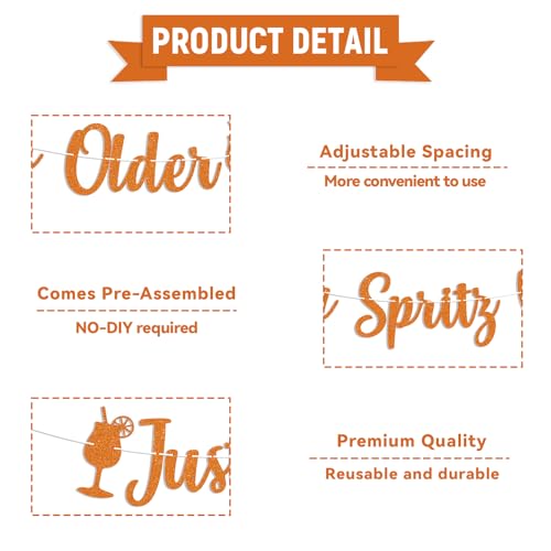 Image of Just a Spritz Older Banner - Spritz Bar Sign, Spritz Party Decor, Lemon Citrus Birthday Party Decorations Orange Glitter
