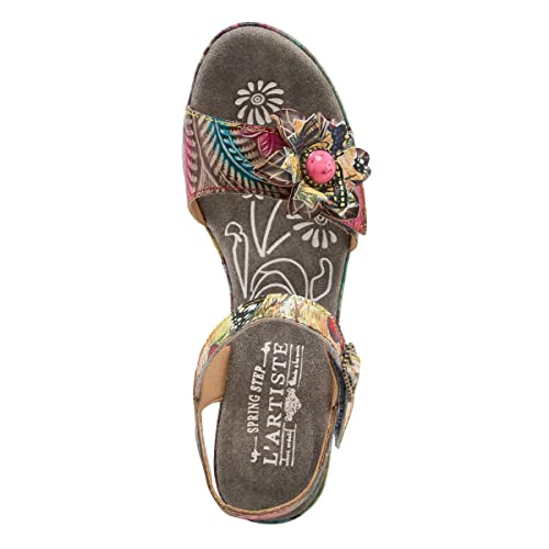 Image of L`Artiste Leilanie Hand-Painted Leather Platform Heel Sandal
