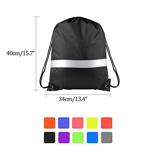 Image of KUUQA 15 Pack Drawstring Backpack Bag Bulk Reflective Backpack String Bags Cinch Sack Backpack for Team Yoga Sport Gym Traveling