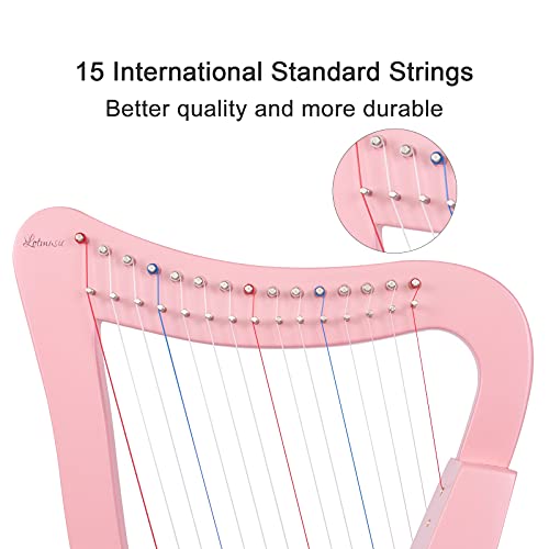 Lotmusic MI3411 Lyre Harp,15 Strings 22 Inch Solid Birchwood Musical Instrument Height thumb #1
