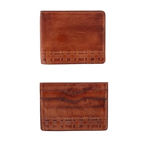 Trafalgar Men's Caelen Plaid Embossed Bi-Fold Wallet and Card Case Combo