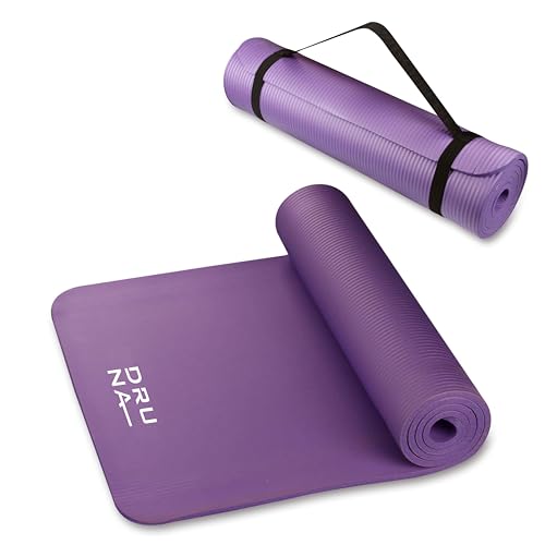 DRUNA Esterilla NBR de Yoga Multi Usos, Deportes, Pilates, Yoga, Ejercicios, Antideslizante, Yoga Mat, Colchoneta (10 mm.- Púrpura)