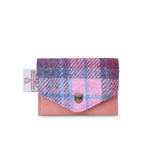 Islander The Card Wallet - Made of Microfibre Leather & Harris Tweed, 4.33’ L x 2.75’ Blue Tartan