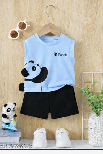 Image of Kid Boys Printed Cotton Blend Top & Bottom Clothing Set