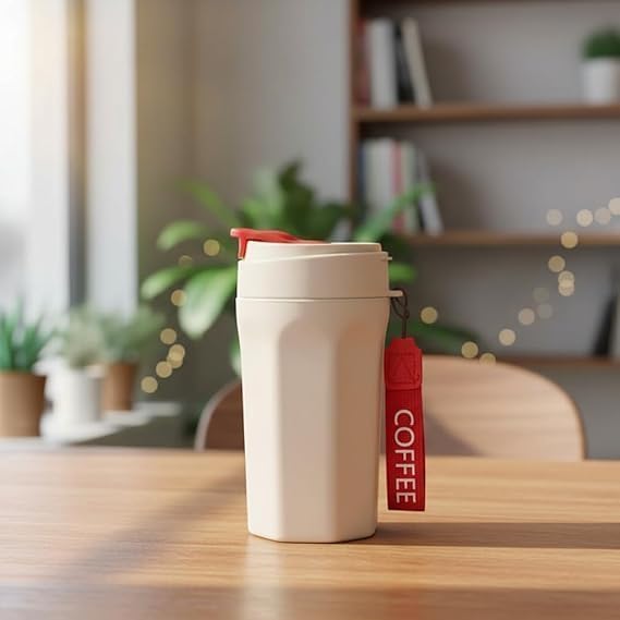 Image of Glass Sipper Mug with Leak-Proof Flip Lid & Wrist Strap | Reusable Glass Travel Coffee Cup for Hot & Cold Drinks, Tea, Coffee, Juice & Water | Portable Tumbler | Multi Colour