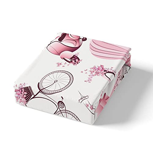 Parure de lit Tour Eiffel grand lit en microfibre supérieure durable rose - 5