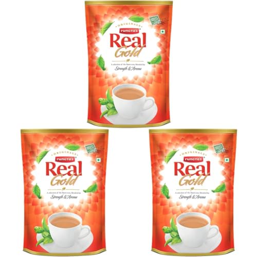 Image of Rungtas Real Gold Premium Strong Tea - 250g, Handpicked from Assam | Soulful Aroma & Rich Taste | 100% Natural Herbal Tea | Only Badhiya Chai (Pack of 3)