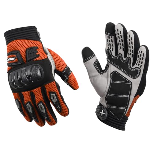 Image of Axor Airstream Riding Gloves Providing Enhanced Grip and Impact Protection with Touchscreen Functionality and an Adjustable Fit-Black Orange-XL