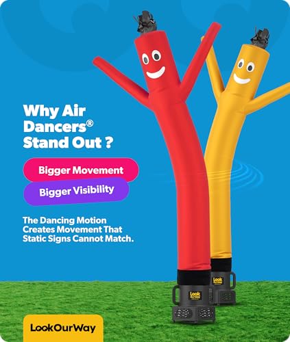 Image of LookOurWay Air Dancers Wacky Waving Inflatable Tube Man Attachment - 7 Feet Tall Advertising Air Dancer Waving Man Inflatable Tube Guy - Blower Not Included - Red