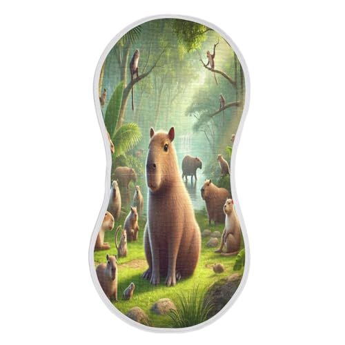 Capybara Animals Baby Burp Cloths Cotton Burp Clothes Absorbent Muslin Burp Cloths Soft Burp Cloth Burp Rags for Boy Newborn Girl Unisex 1 Pack 22x11 Inches