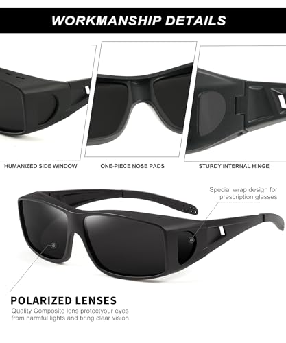 KALIYADI Sunglasses Fit-Over-Glasses Polarized Sunglasses-Men: Wrap Around Sun glasses Womens with UV Protection for Driving3