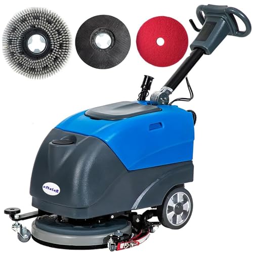 Emotor 15'' Foldable Walk Behind Floor Scrubber Machine Hand Push Scrubber Machine for Industrial...