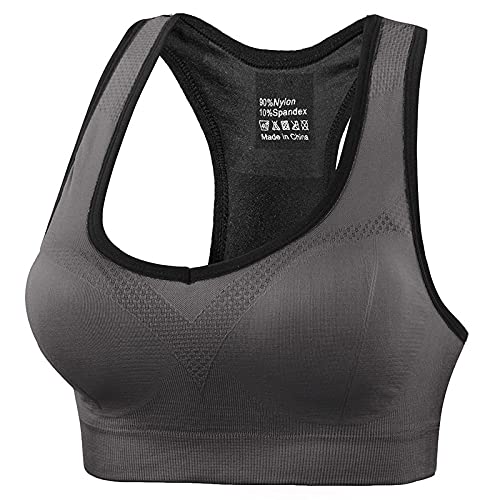 Sports Bra for Women, Rubik Racerback Shockproof Quick Dry Padded Seamless High Impact Sports Bra for Yoga Gym Training Running Workout Fitness