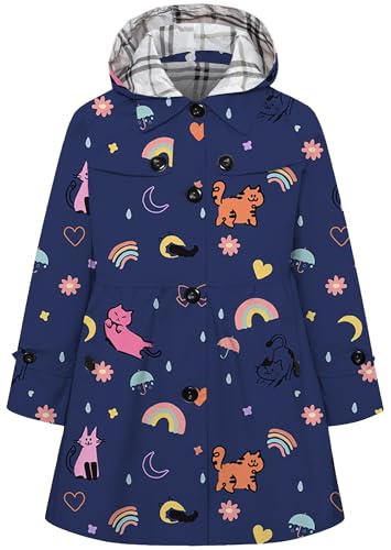Image of Betusline Girl's Single Breasted Trench Coat Hooded Dress Coat Outerwear, 2-14 Years