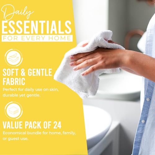 Image of DAN RIVER 24 Pack Wash Cloths for Showering [12x12] - 100% Cotton Washcloths Premium Quality Flannel Face Cloths for Bathroom, Highly Absorbent and Soft Feel Wash Clothes, Yellow